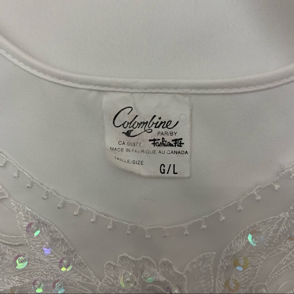 VTG Colombine white satin tank with lace and beads - Picture 6 of 6